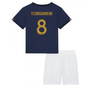 Francie Aurelien Tchouameni #8 Dětské Domácí dres komplet MS 2022 Krátký Rukáv (+ trenýrky)